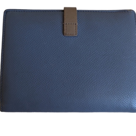 CELINE Strap Medium Multifunction Bi-fold Wallet Purse Leather Blue and Gray - Picture 7 of 8